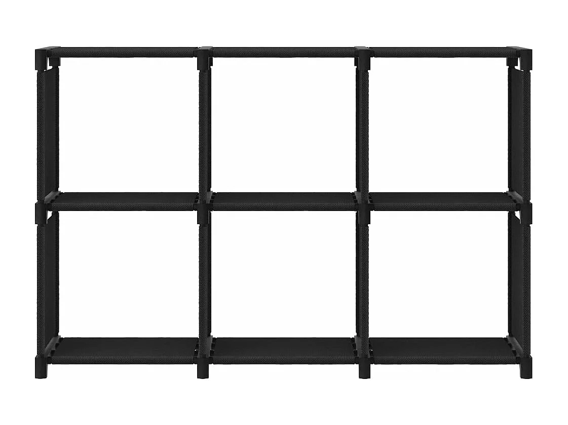 Mensola con 6 Vani a Cubo Nera 103x30x72,5 cm in Tessuto