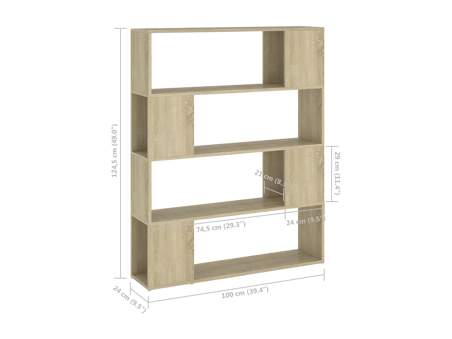 Libreria/Divisorio Rovere Sonoma 100x24x124 cm