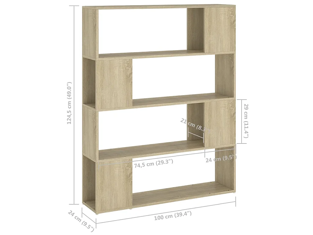 Estante/divisória 100x24x124 cm cor carvalho sonoma