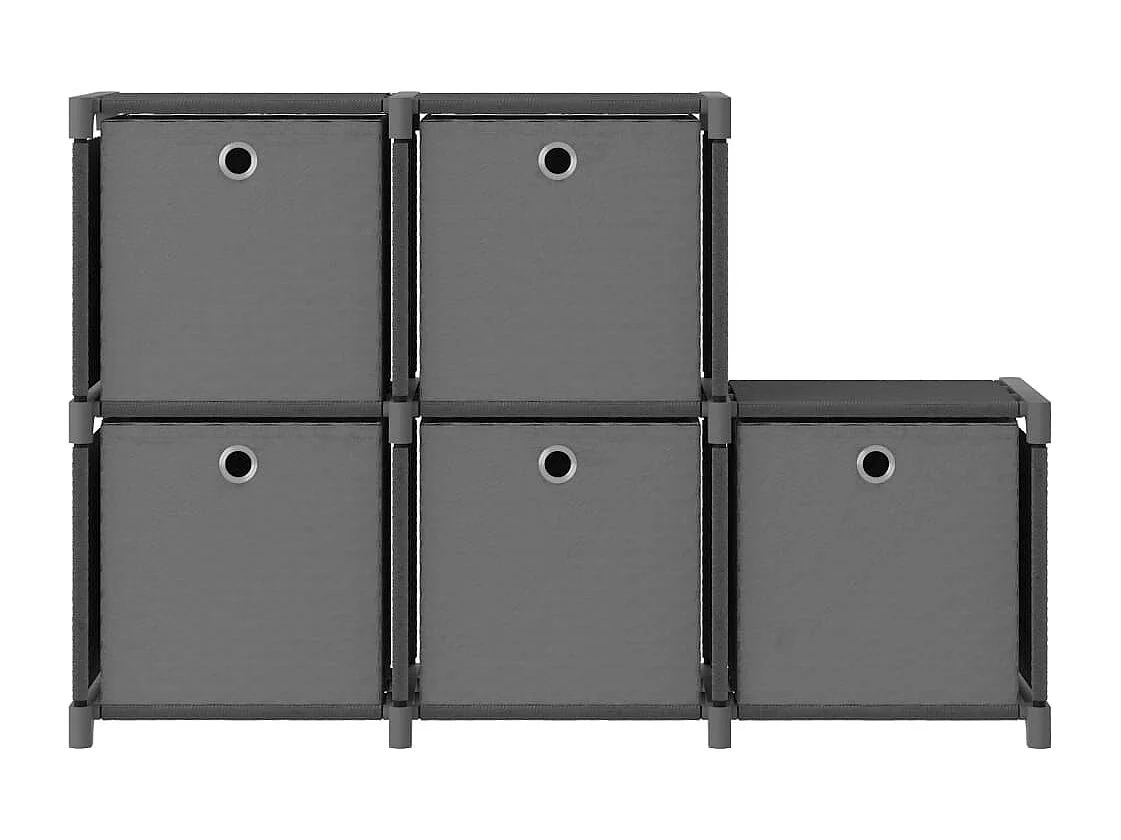 Étagère d'affichage 5 cubes et boîtes Gris 103x30x72,5 cm Tissu
