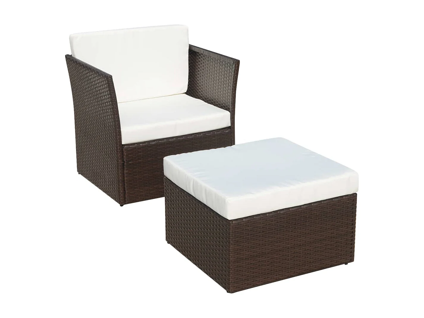 Chaise de jardin avec tabouret Marron Résine tressée