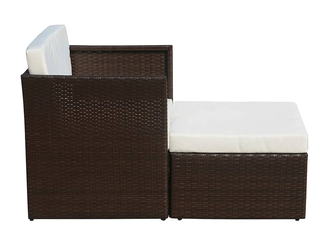 Chaise de jardin avec tabouret Marron Résine tressée