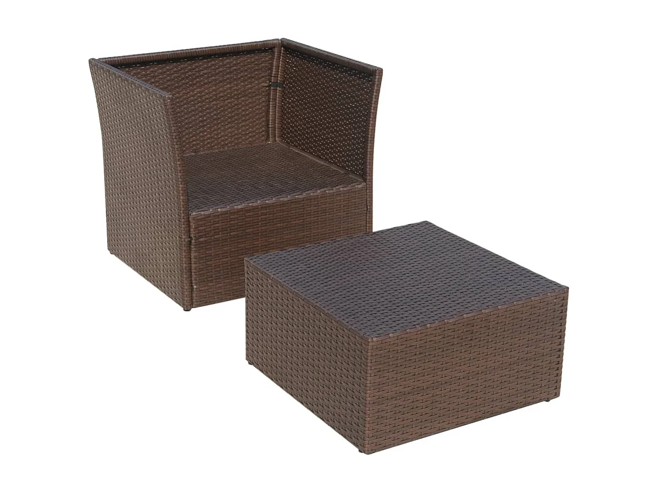 Chaise de jardin avec tabouret Marron Résine tressée