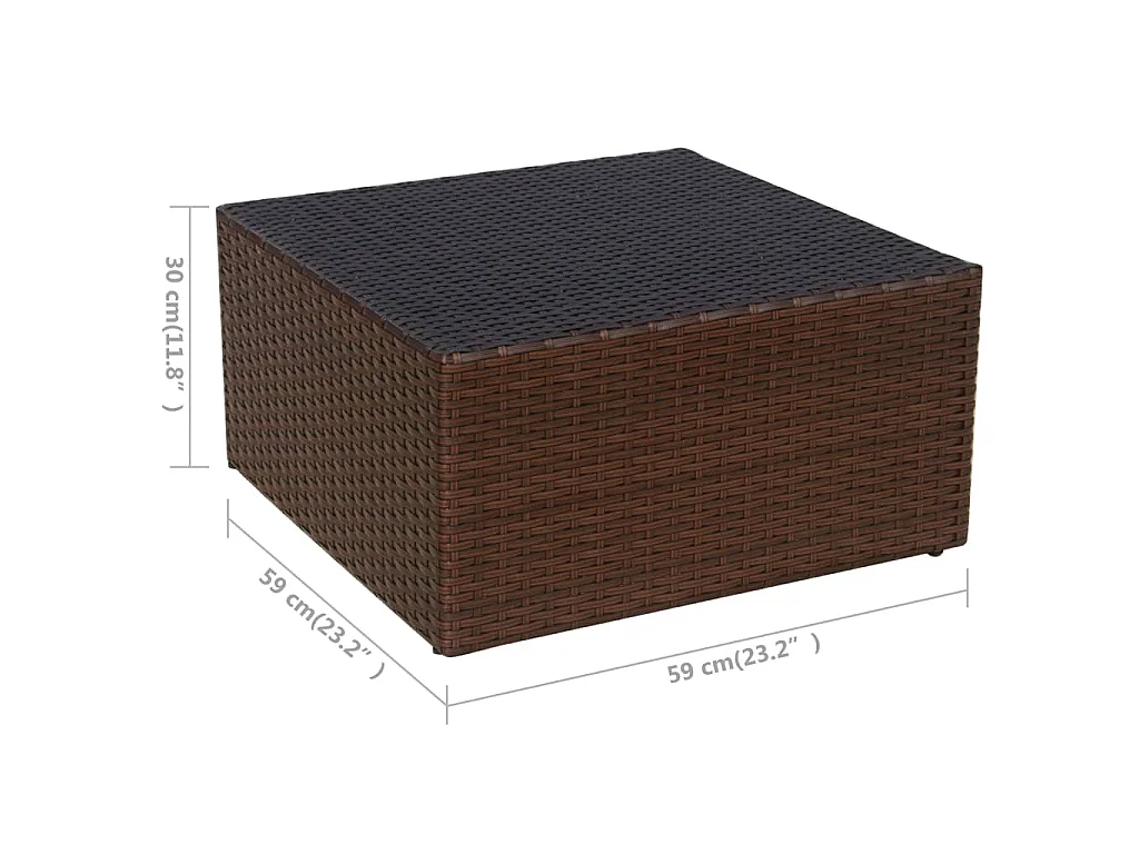 Gartensessel mit Fußhocker Poly Rattan Braun