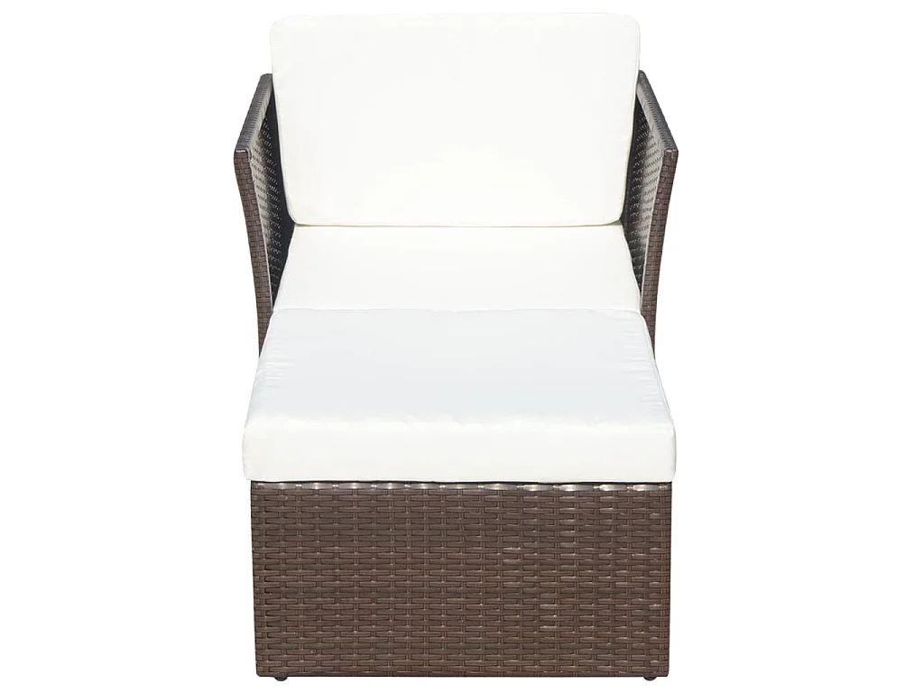 Gartensessel mit Fußhocker Poly Rattan Braun
