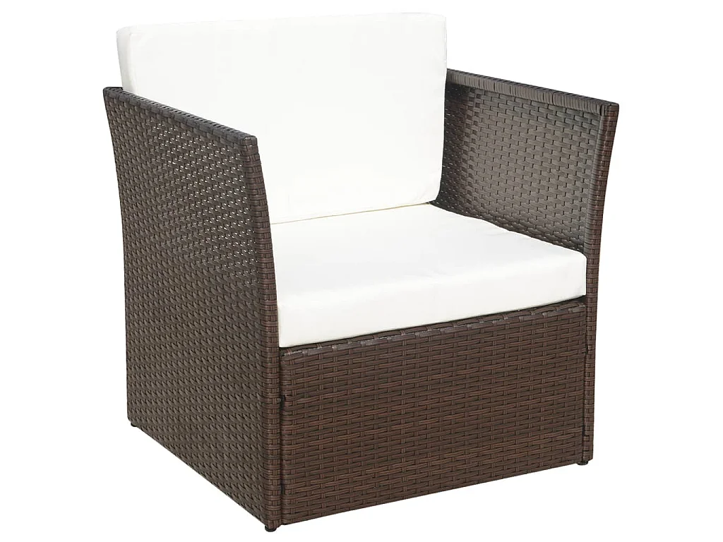 Gartensessel mit Fußhocker Poly Rattan Braun