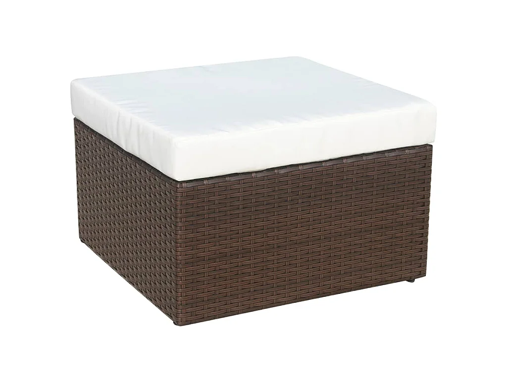Gartensessel mit Fußhocker Poly Rattan Braun