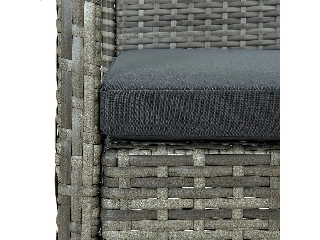 Tuinstoel met kussen poly rattan grijs