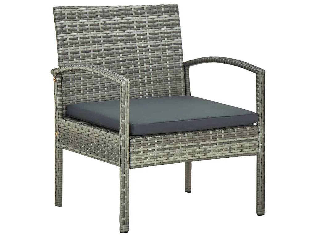 Chaise de jardin avec coussin Résine tressée Gris