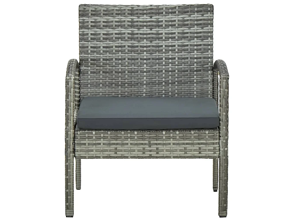 Chaise de jardin avec coussin Résine tressée Gris