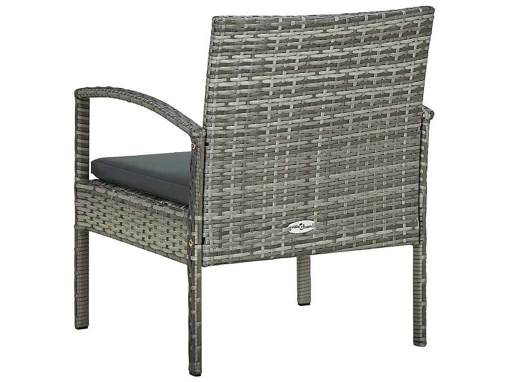Chaise de jardin avec coussin Résine tressée Gris
