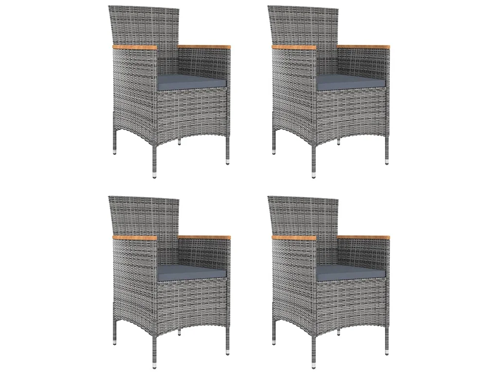 Tuinstoelen 4 st poly rattan grijs
