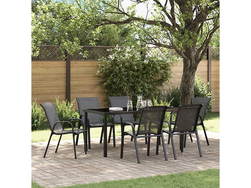 Stapelbare Gartenstühle 6 Stk. Schwarz Textilene