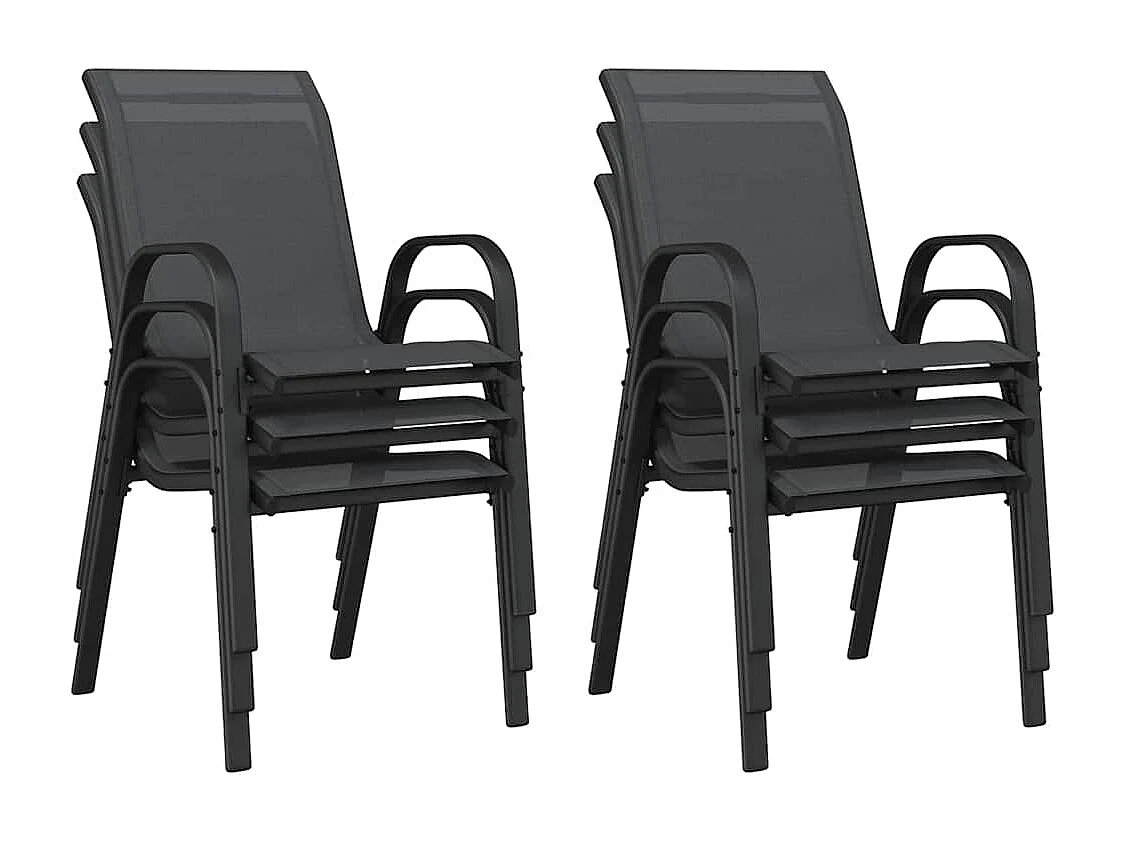 Stapelbare Gartenstühle 6 Stk. Schwarz Textilene