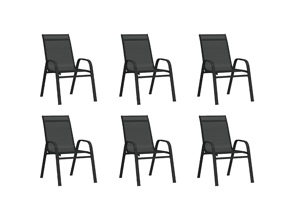 Chaises empilables de jardin lot de 6 Noir Tissu textilène