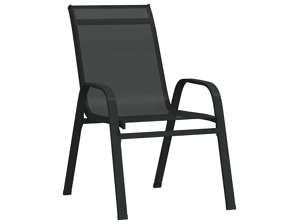 Chaises empilables de jardin lot de 6 Noir Tissu textilène