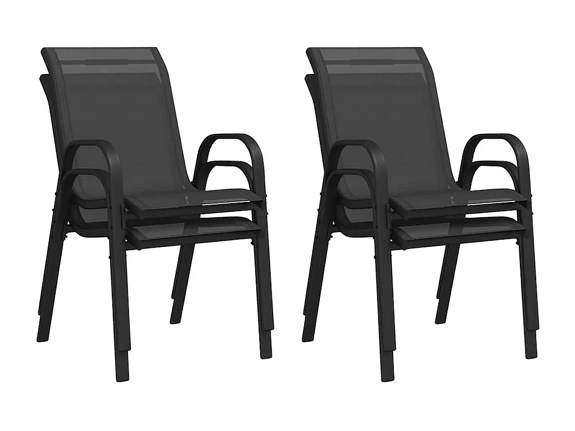 Chaises empilables de jardin lot de 4 Noir Tissu textilène