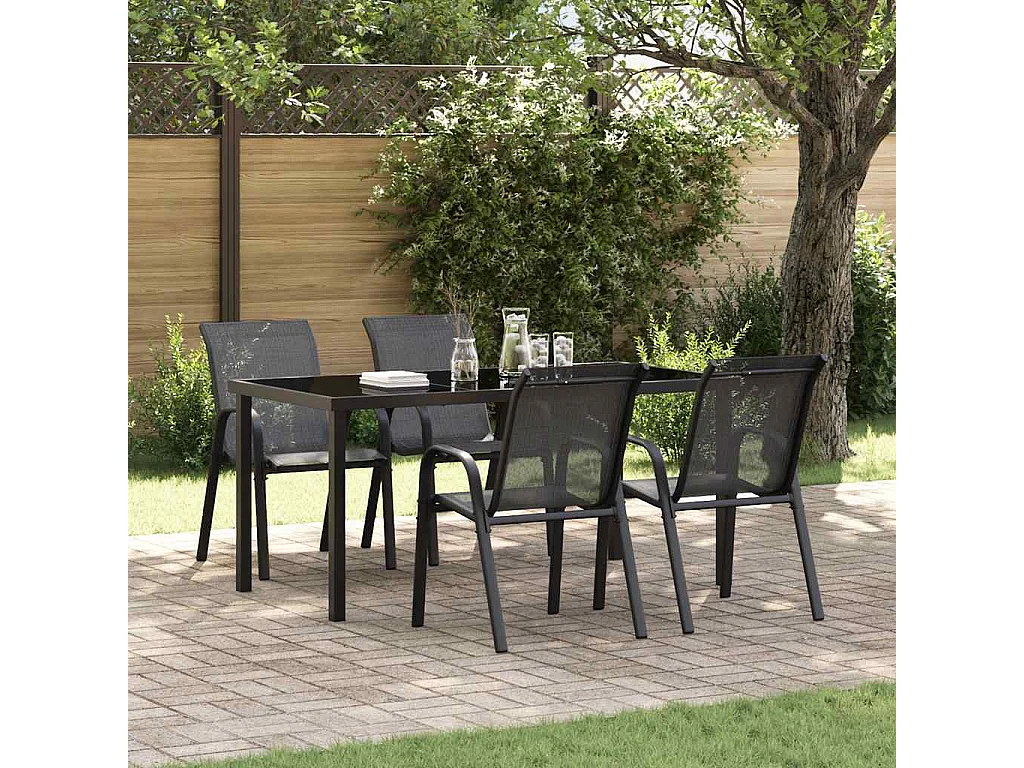 Stapelbare Gartenstühle 4 Stk. Schwarz Textilene