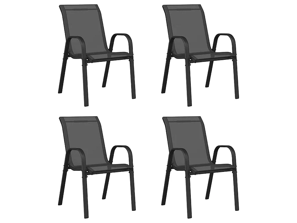 Stapelbare Gartenstühle 4 Stk. Schwarz Textilene