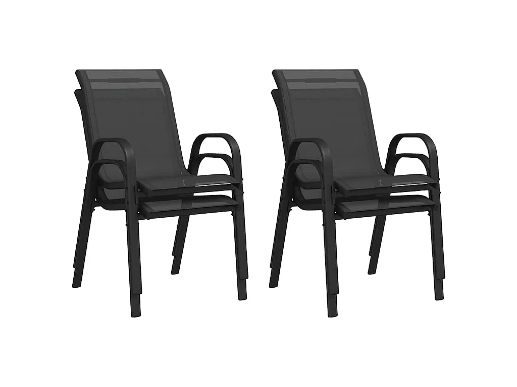 Stapelbare Gartenstühle 4 Stk. Schwarz Textilene