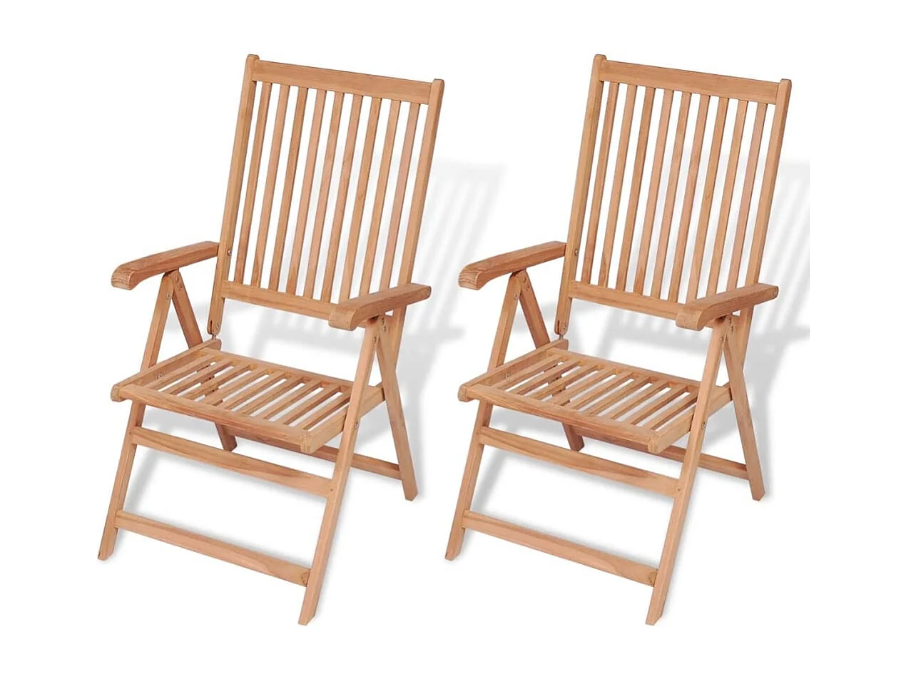 Chaises inclinables de jardin lot de 2 Bois de teck solide