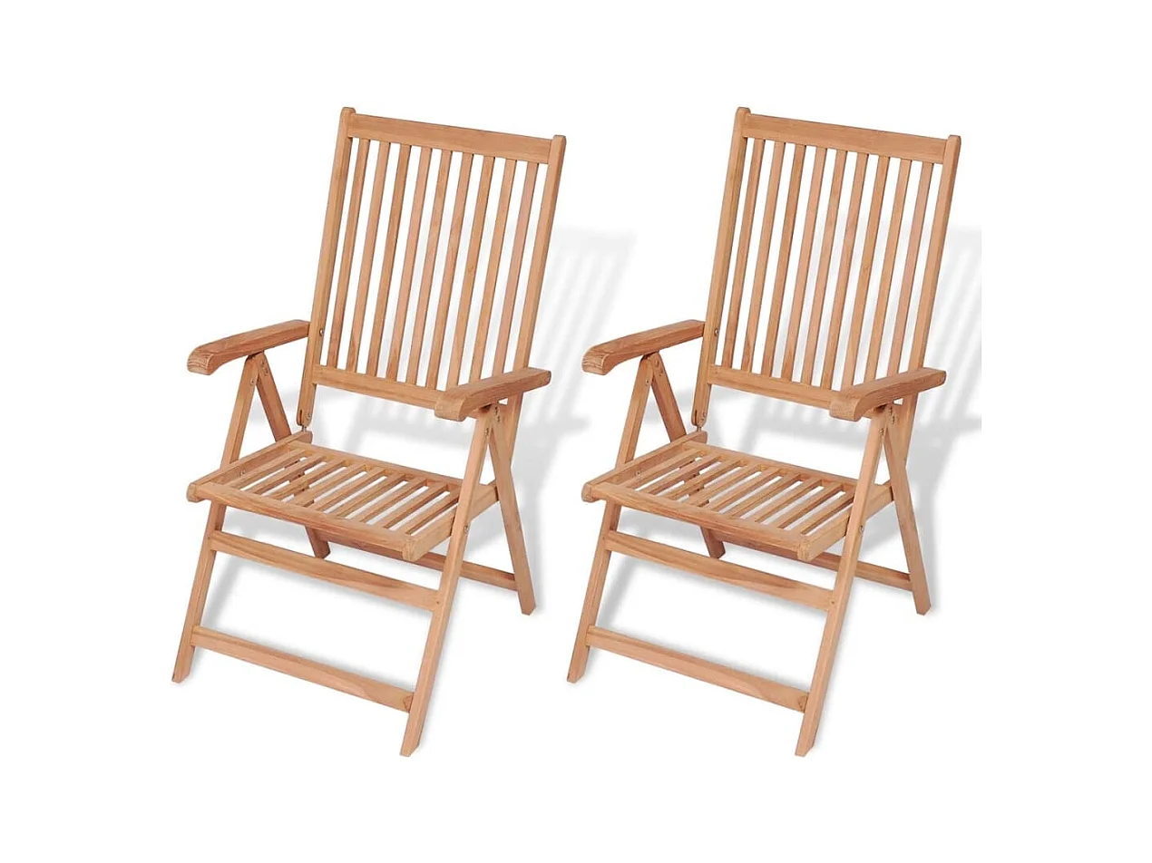 Chaises inclinables de jardin lot de 2 Bois de teck solide