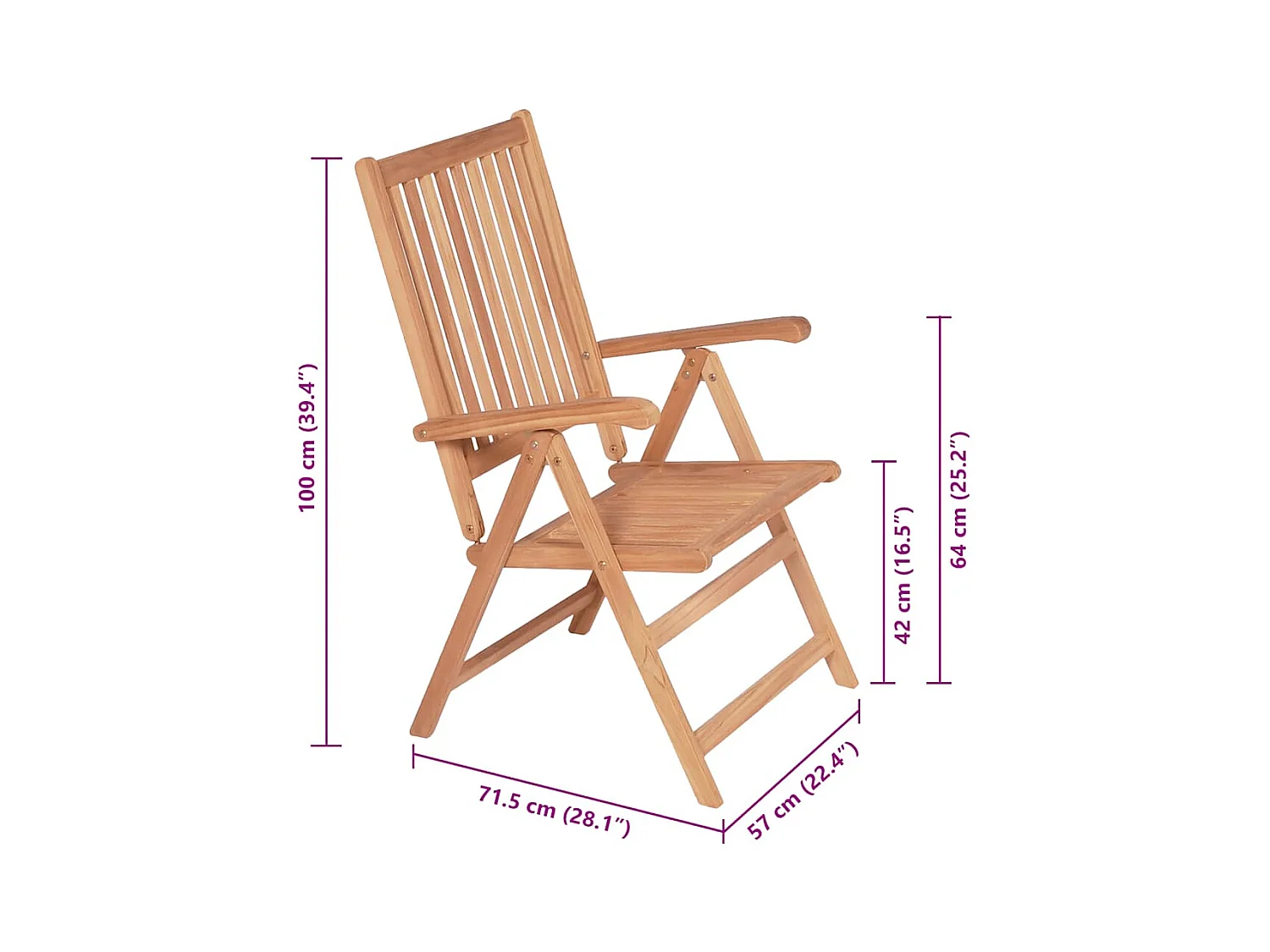Verstellbare Gartenstühle 2 Stk. Massivholz Teak