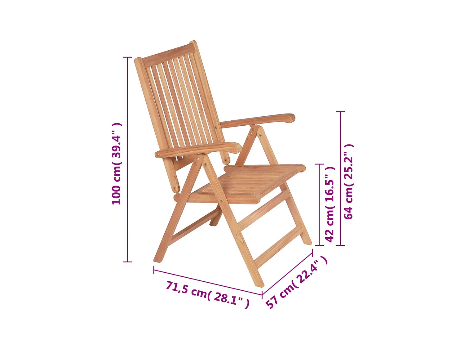 Verstellbare Gartenstühle 2 Stk. Massivholz Teak