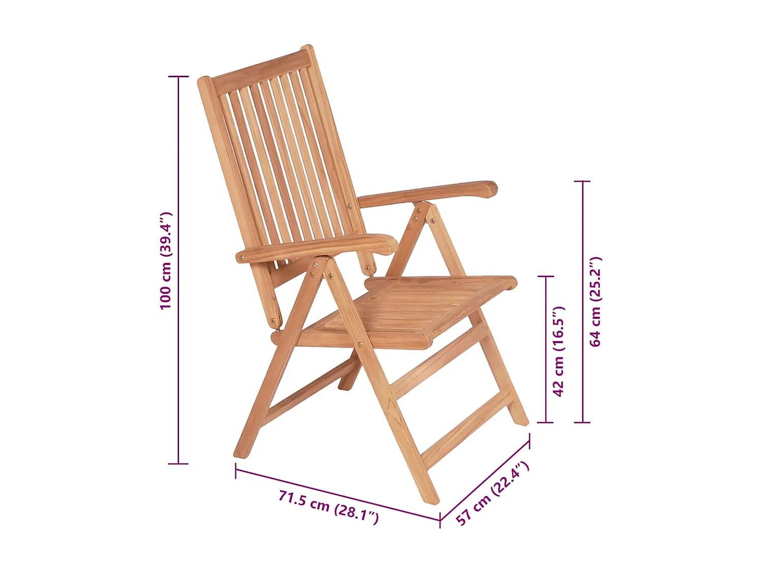 Chaises inclinables de jardin lot de 2 Bois de teck solide
