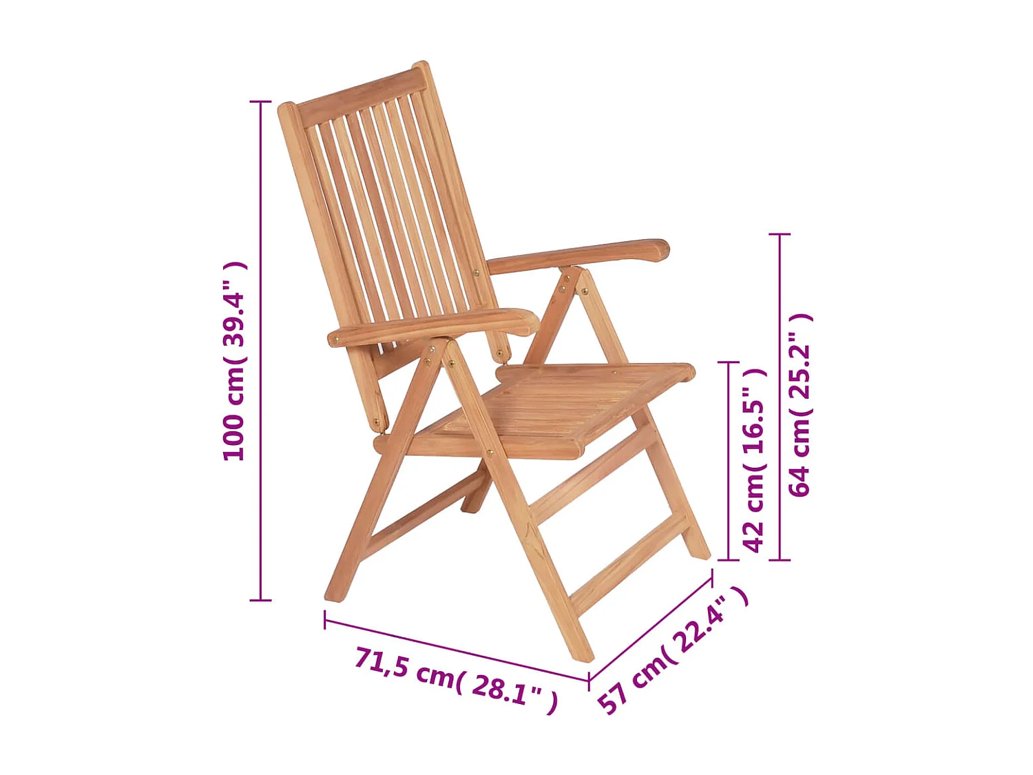 Chaises inclinables de jardin lot de 2 Bois de teck solide