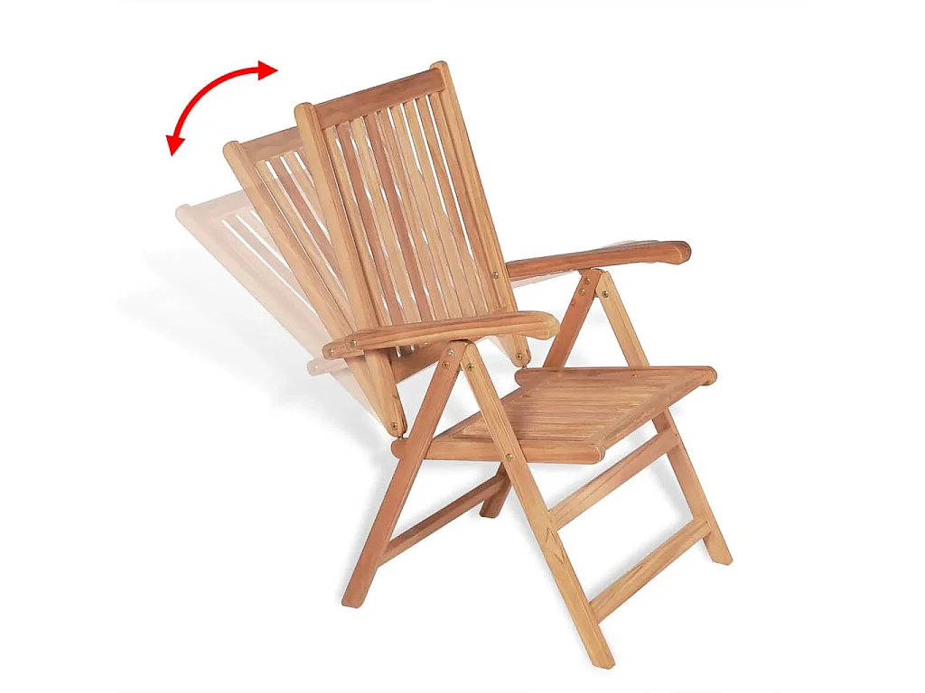 Fauteuils pliants inclinables, 2 pièces, en teck massif