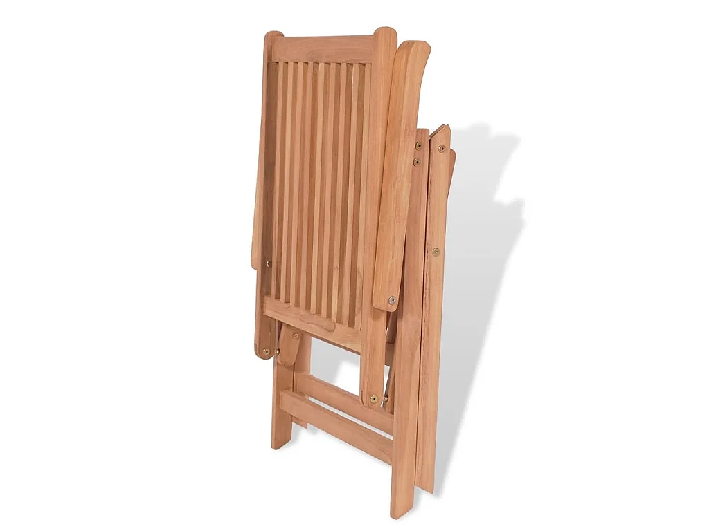 Fauteuils pliants inclinables, 2 pièces, en teck massif