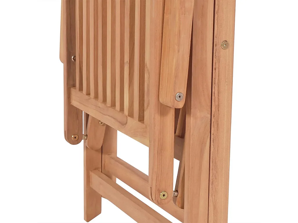 Fauteuils pliants inclinables, 2 pièces, en teck massif