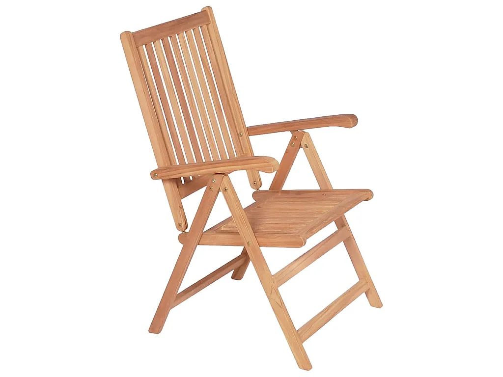 Fauteuils pliants inclinables, 2 pièces, en teck massif