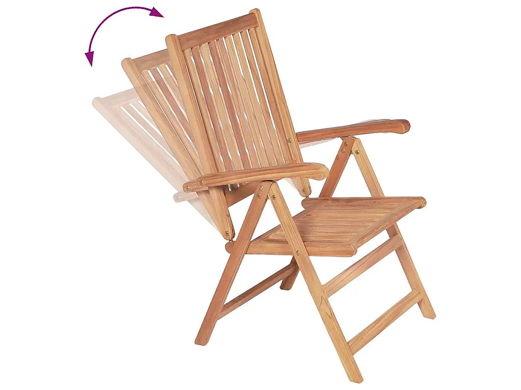 Fauteuils pliants inclinables, 2 pièces, en teck massif