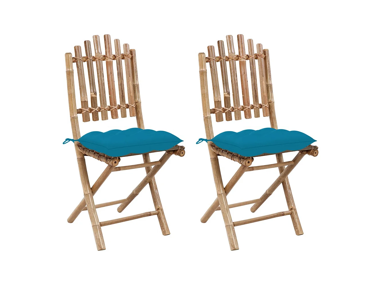 Klappbare Gartenstühle 2 Stk. mit Kissen Bambus