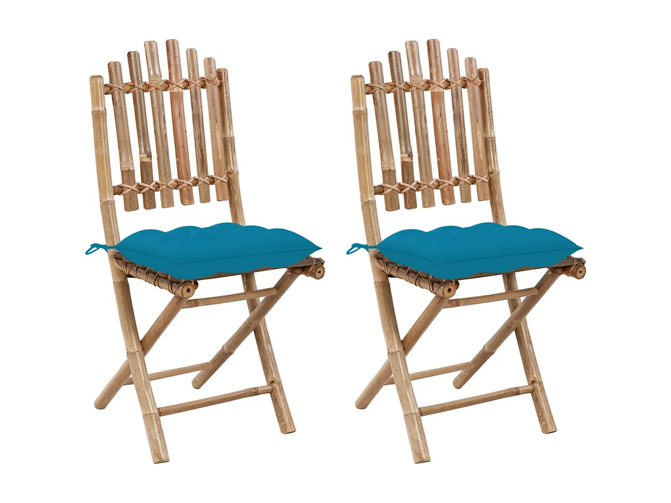Chaises pliables de jardin lot de 2 avec coussins Bambou