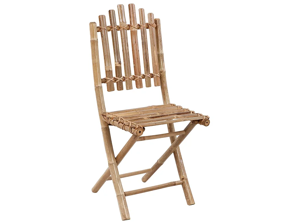 Chaises pliantes (lot de 2) avec coussins en bambou