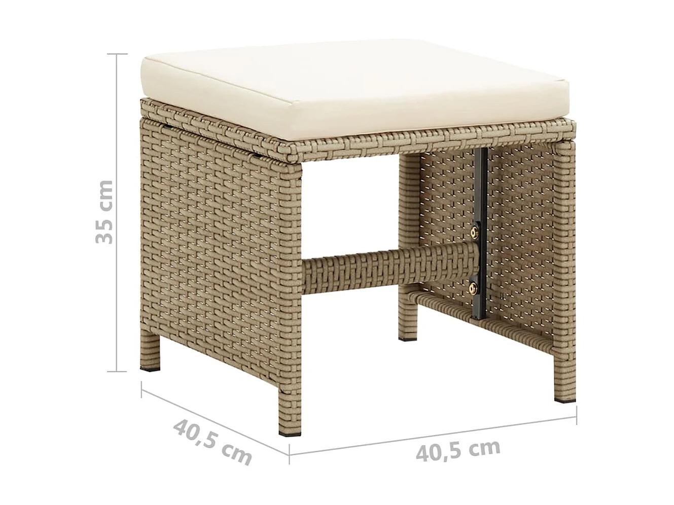 Tabourets de jardin lot de 4 avec coussins Résine tressée Beige