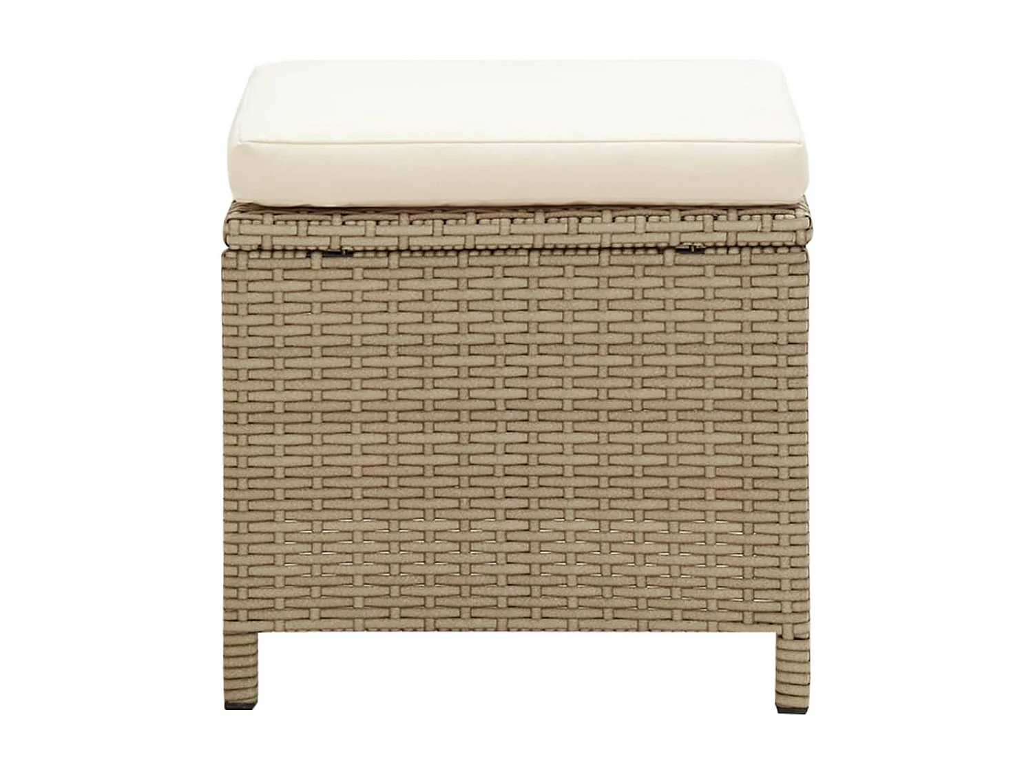 Tabourets de jardin lot de 4 avec coussins Résine tressée Beige