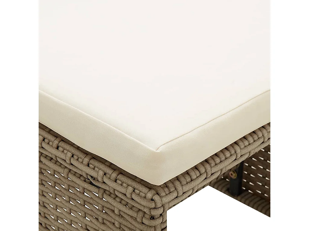 Tabourets de jardin lot de 4 avec coussins Résine tressée Beige