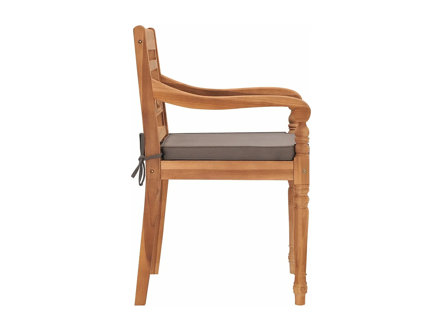 Sedie Batavia 2 pz con Cuscini Grigio Scuro in Massello di Teak