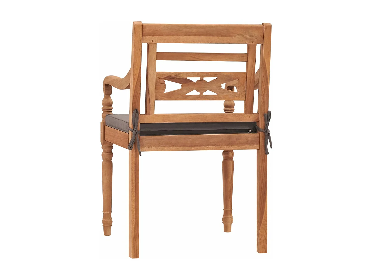 Sedie Batavia 2 pz con Cuscini Grigio Scuro in Massello di Teak