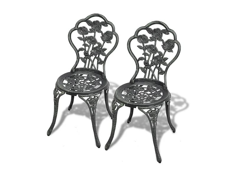 Chaises de bistro lot de 2 Aluminium coulé Vert