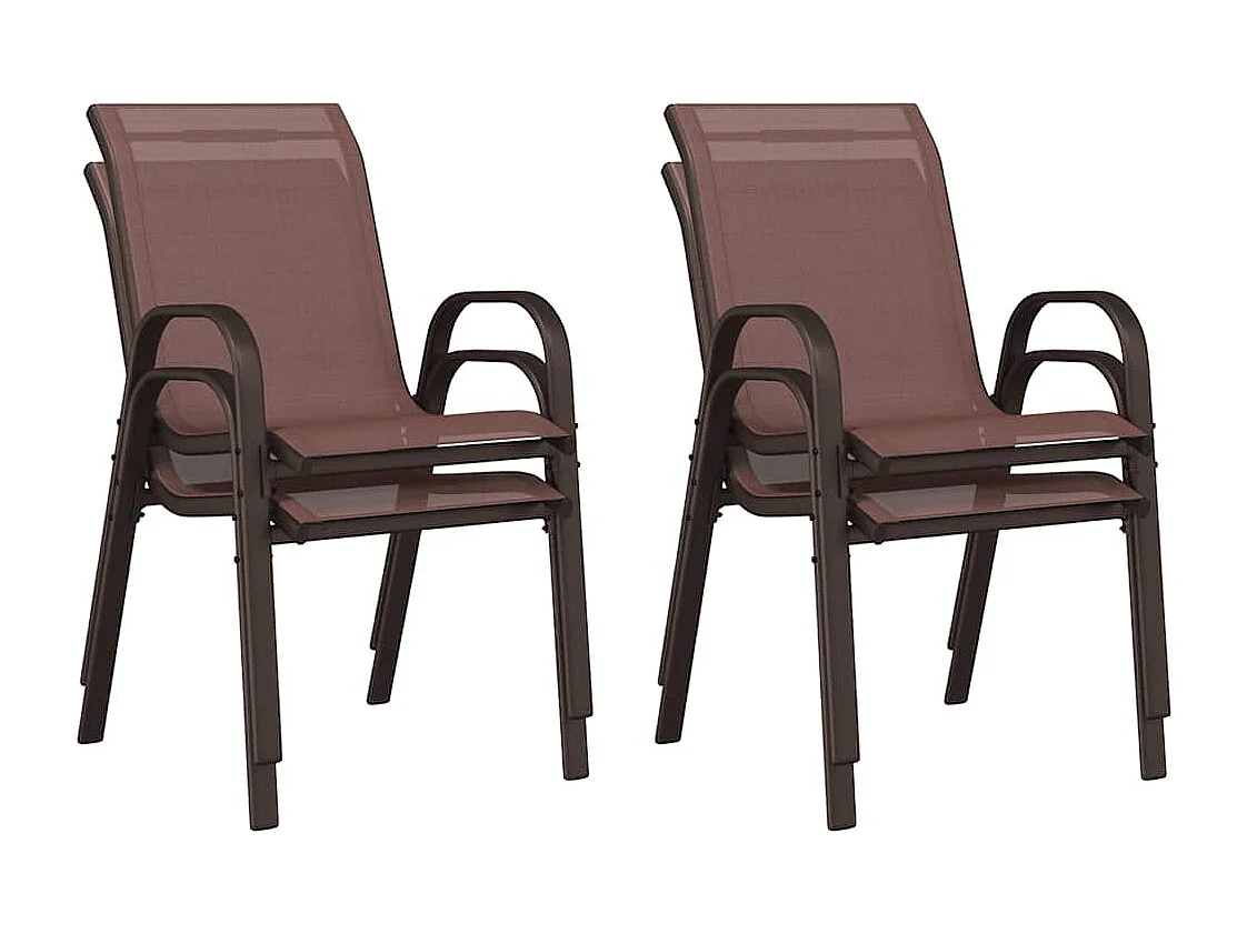 Tuinstoelen stapelbaar 4 st textileen stof bruin