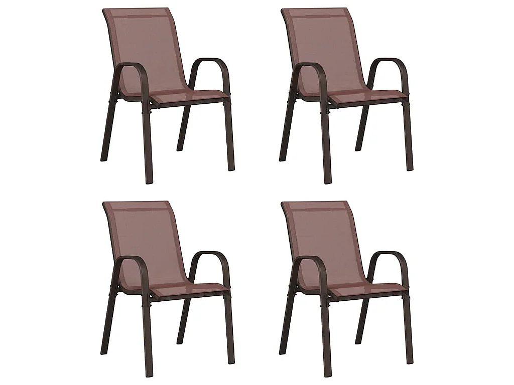 Sedie da Giardino Impilabili 4 pz in Tessuto Textilene Marrone