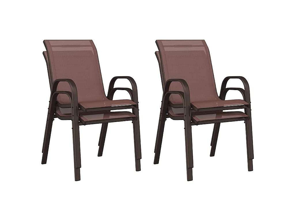 Sedie da Giardino Impilabili 4 pz in Tessuto Textilene Marrone