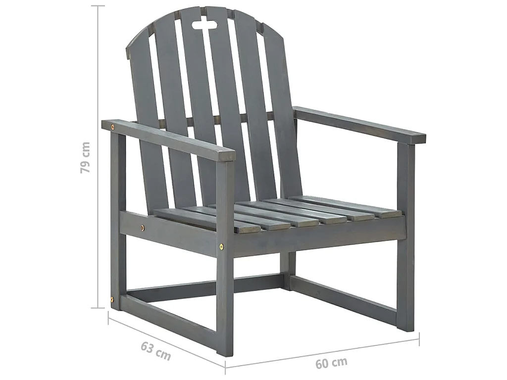 Chaises de jardin lot de 2 Gris Bois d'acacia solide