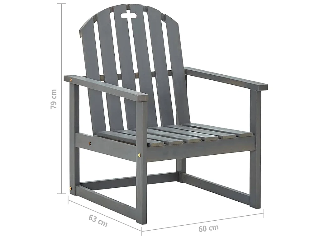 Chaises de jardin lot de 2 Gris Bois d'acacia solide