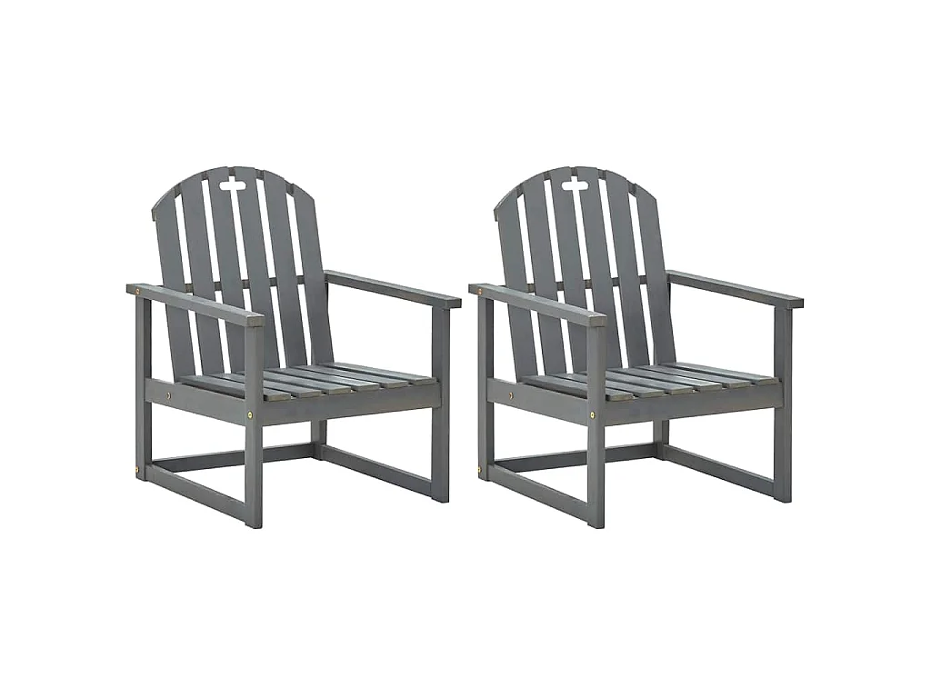 Chaises de jardin lot de 2 Gris Bois d'acacia solide